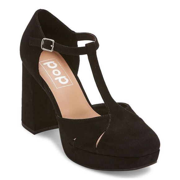 Pop Westerly Platform Block‎ Heel Maryjane New Size 9.5 Black Y2K Strappy - Picture 1 of 11